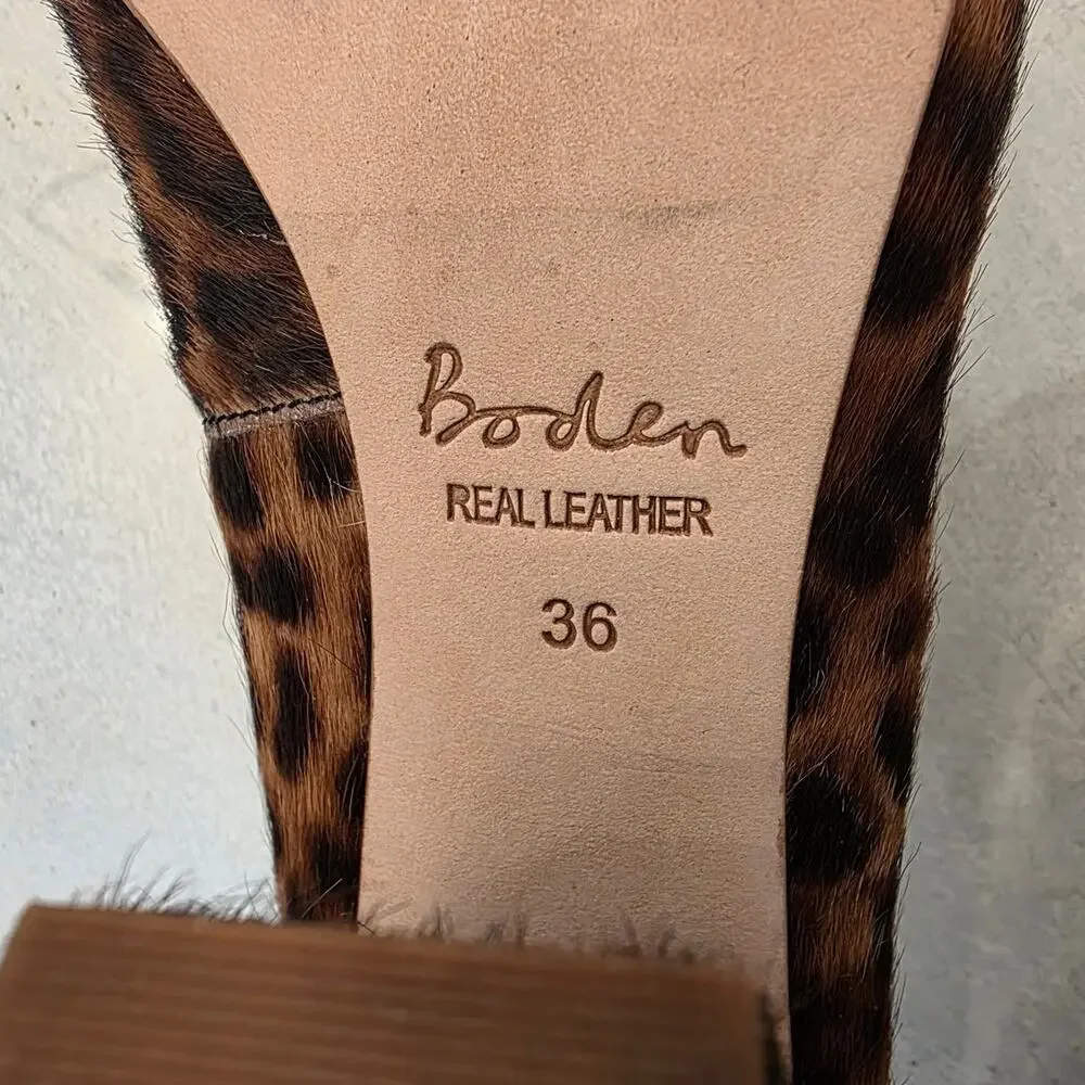 Boden Women's Chunky Loafer Heel Animal Print Leopard Shoe SZ 36 - Picture 7 of 8
